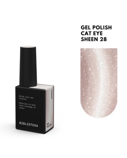 BIBLIOTEKA Cat Eye Gel Polish 28 Sheen, 10 ml - szampański złoty lakier hybrydowy z efektem „kociego oka”