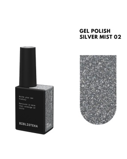 BIBLIOTEKA Flash Gel Polish 02 Silver Mist, 10 ml – srebrny lakier hybrydowy z efektem flash