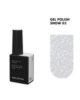 BIBLIOTEKA Flash Gel Polish 03 Snow, 10 ml - jasny srebrzysty lakier hybrydowy z efektem flash