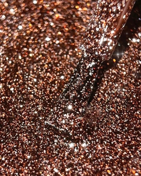 BIBLIOTEKA Flash Gel Polish 06 Bronze, 10 ml - brązowy lakier hybrydowy z efektem flash