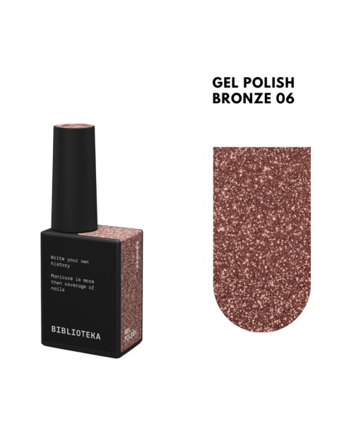 BIBLIOTEKA Flash Gel Polish 06 Bronze, 10 ml - brązowy lakier hybrydowy z efektem flash