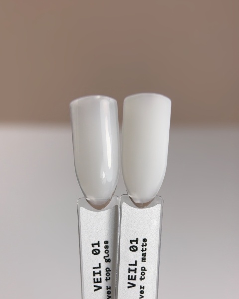 BIBLIOTEKA Gloss Cover Top VEIL 01 - mleczny top hybrydowy bez warstwy dyspersyjnej, 10 ml