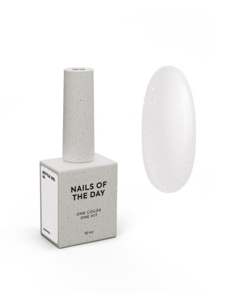 NAILSOFTHEDAY Bottle gel 44 - biały ze srebrną drobinką żel do wzmocnienia paznokci, 10 ml