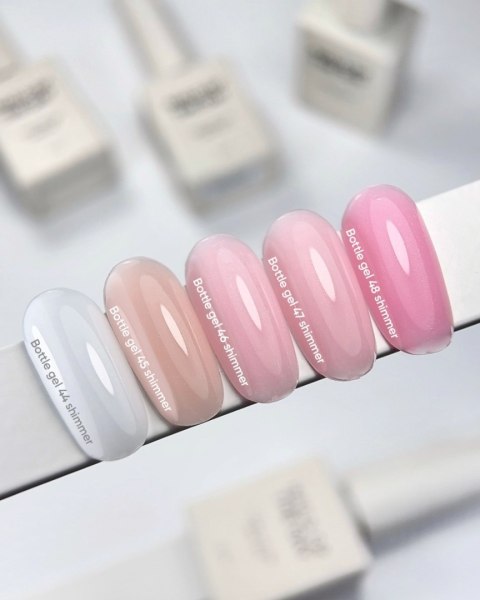 NAILSOFTHEDAY Bottle gel 44 - biały ze srebrną drobinką żel do wzmocnienia paznokci, 10 ml