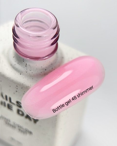 NAILSOFTHEDAY Bottle gel 48 - intensywny róż ze srebrną drobinką żel do wzmocnienia paznokci, 10 ml