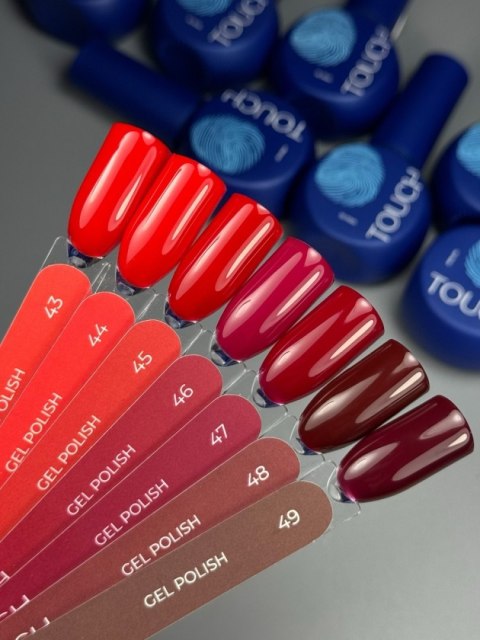 TOUCH Gel Polish 46 - malinowo-czerwony lakier hybrydowy, 9 ml