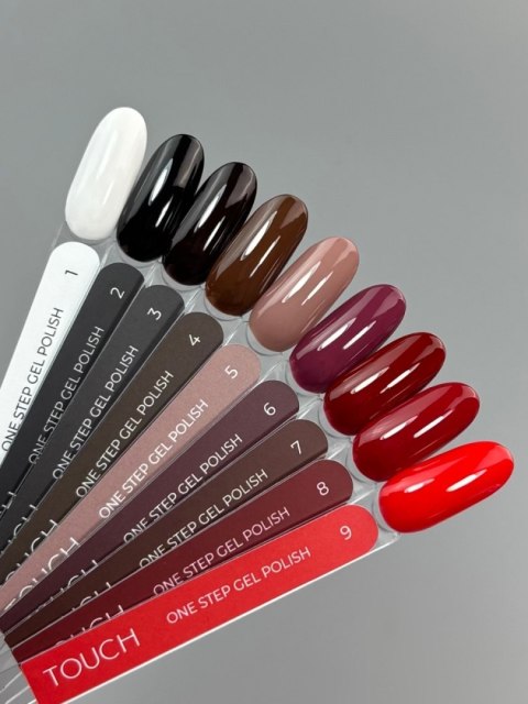 TOUCH One Step Gel Polish 02 - czarny jednofazowy lakier hybrydowy 3w1, 9 ml