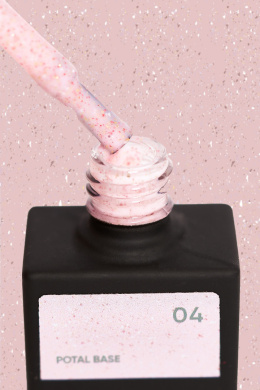 NAILSOFTHEDAY Potal base 04 – różowa baza ze złoto-różowymi płatkami, 10 ml
