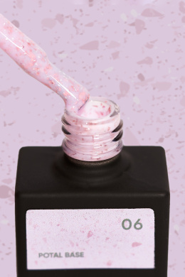 NAILSOFTHEDAY Potal base 06 – jasno-różowa baza z miedzianymi płatkami, 10 ml