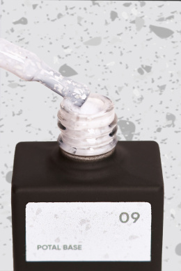 NAILSOFTHEDAY Potal base 09 – mleczno-srebrna baza ze srebrnymi płatkami, 10 ml