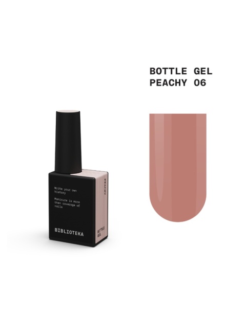 BIBLIOTEKA Bottle gel 06 Peachy - brzoskwiniowy żel do wzmocnienia paznokci, 10 ml