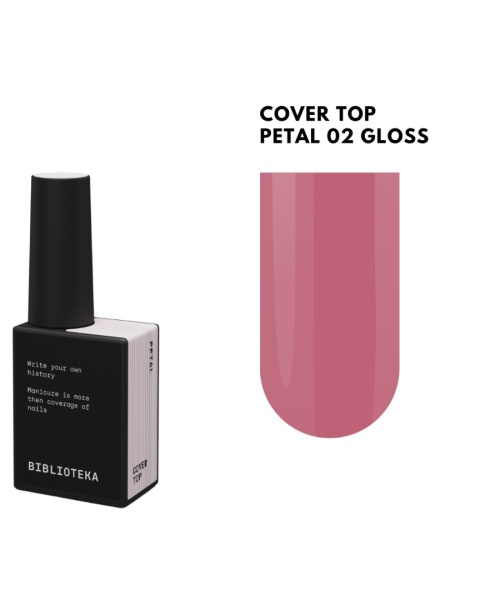 BIBLIOTEKA Gloss Cover Top PETAL 02 - jasnoróżowy top hybrydowy bez warstwy dyspersyjnej, 10 ml