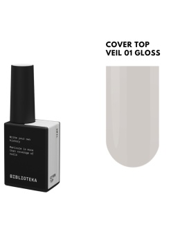 BIBLIOTEKA Gloss Cover Top VEIL 01 - mleczny top hybrydowy bez warstwy dyspersyjnej, 10 ml