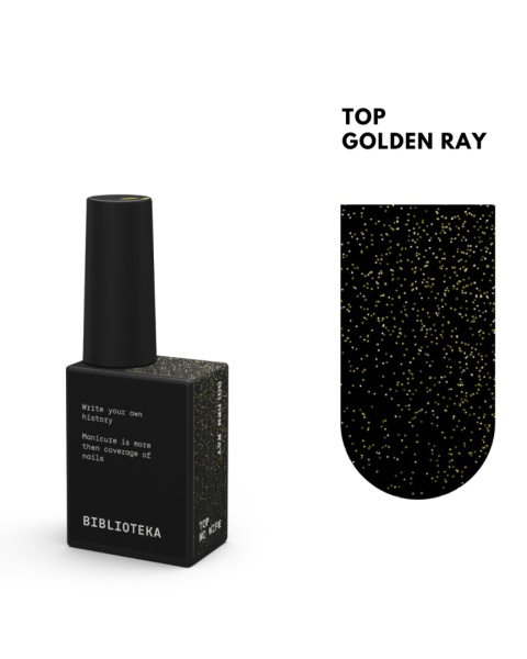 BIBLIOTEKA Golden Ray Top - top z delikatną złotą drobinką, 10 ml