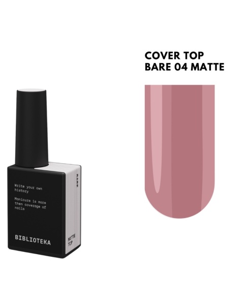 BIBLIOTEKA Matte Cover Top BARE 04 - matowy mlecznoróżowy top hybrydowy bez warstwy dyspersyjnej, 10 ml