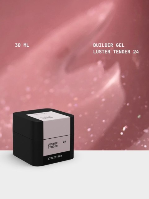 BIBLIOTEKA Builder gel 24 Tender Luster - pudroworóżowy żel budujący z delikatnymi drobinkami, 30 ml