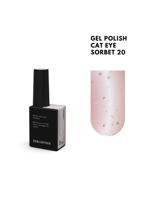 BIBLIOTEKA Cat Eye Gel polish 20 Sorbet, 10 ml - jasnoróżowy lakier hybrydowy z efektem „kociego oka”