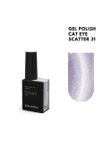 BIBLIOTEKA Cat Eye Gel Polish 31 Scatter, 10 ml - jasny srebrno-fioletowy lakier hybrydowy z efektem „kociego oka”