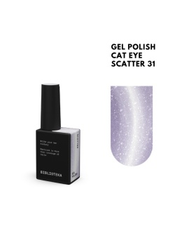 BIBLIOTEKA Cat Eye Gel Polish 31 Scatter, 10 ml - jasny srebrno-fioletowy lakier hybrydowy z efektem „kociego oka”