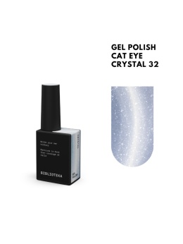 BIBLIOTEKA Cat Eye Gel Polish 32 Crystal, 10 ml - niebieski lakier hybrydowy z efektem „kociego oka”