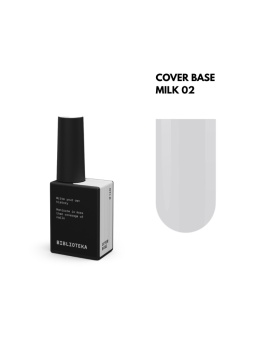 BIBLIOTEKA Cover Base 02 Milk – kamuflująca baza hybrydowa w delikatnym, mlecznobiałym odcieniu, 10 ml