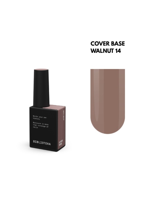 BIBLIOTEKA Cover Base 14 Walnut – kamuflująca baza hybrydowa w neutralnym, kawowo-beżowym odcieniu, 10 ml