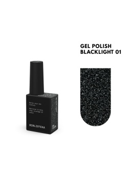 BIBLIOTEKA Flash Gel Polish 01 Blacklight, 10 ml - czarny lakier hybrydowy z efektem flash