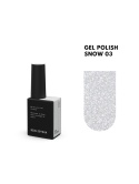BIBLIOTEKA Flash Gel Polish 03 Snow, 10 ml - jasny srebrzysty lakier hybrydowy z efektem flash