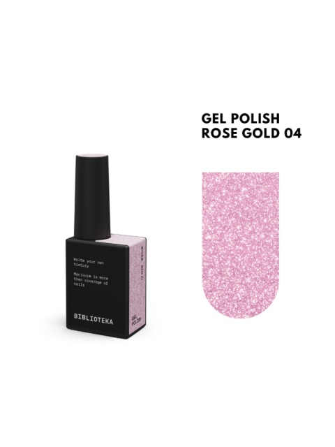 BIBLIOTEKA Flash Gel Polish 04 Rose Gold, 10 ml - różowo-złoty lakier hybrydowy z efektem flash