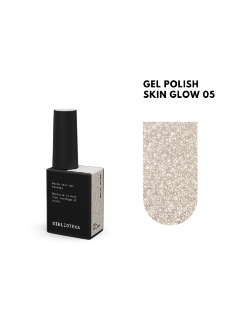 BIBLIOTEKA Flash Gel Polish 05 Skin Glow, 10 ml - beżowo-złoty lakier hybrydowy z efektem flash