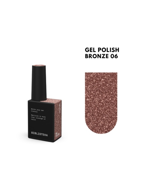 BIBLIOTEKA Flash Gel Polish 06 Bronze, 10 ml - brązowy lakier hybrydowy z efektem flash