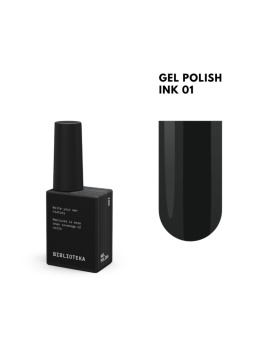 BIBLIOTEKA Gel Polish 01 Ink, 10 ml - lakier hybrydowy (głęboka, klasyczna czerń)