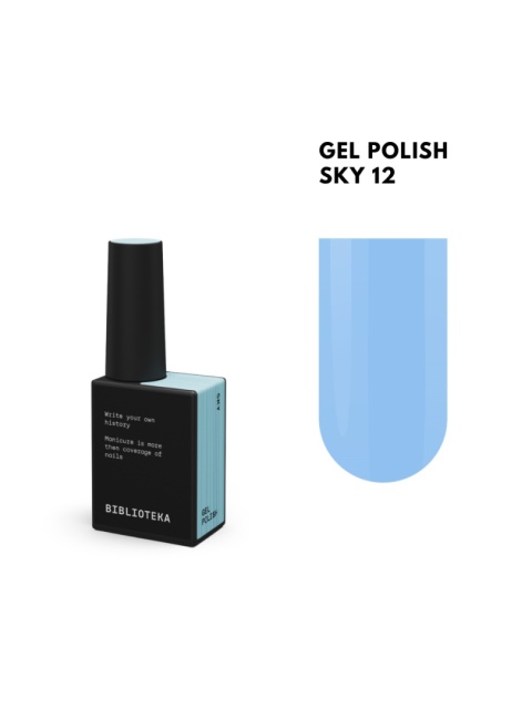 BIBLIOTEKA Gel Polish 12 Sky, 10 ml - lakier hybrydowy (jasny, błękitny niebieski)