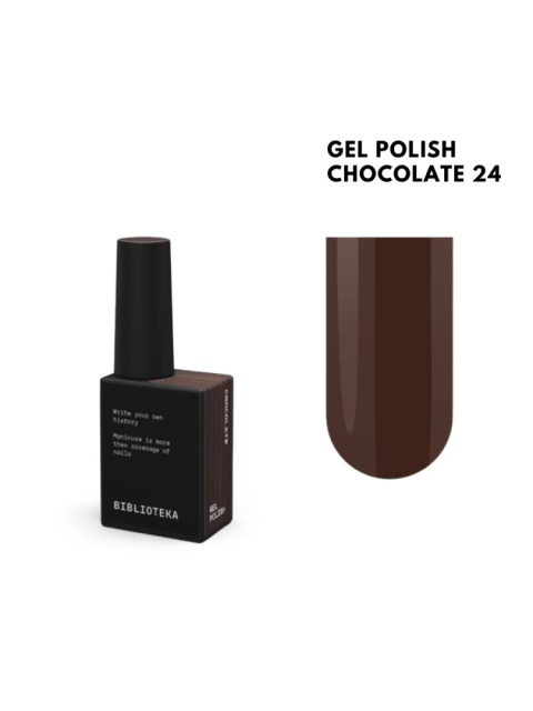 BIBLIOTEKA Gel Polish 24 Chocolate, 10 ml - lakier hybrydowy (głęboki, gorzki brąz)