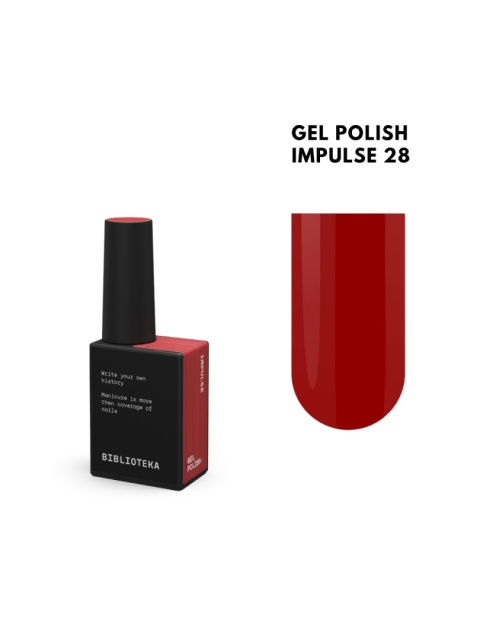BIBLIOTEKA Gel Polish 28 Impulse, 10 ml - (klasyczna, nasycona czerwień)