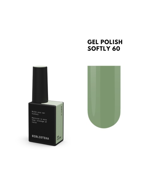 BIBLIOTEKA Gel polish 60 Softly, 10 ml - lakier hybrydowy (przygaszona zieleń)