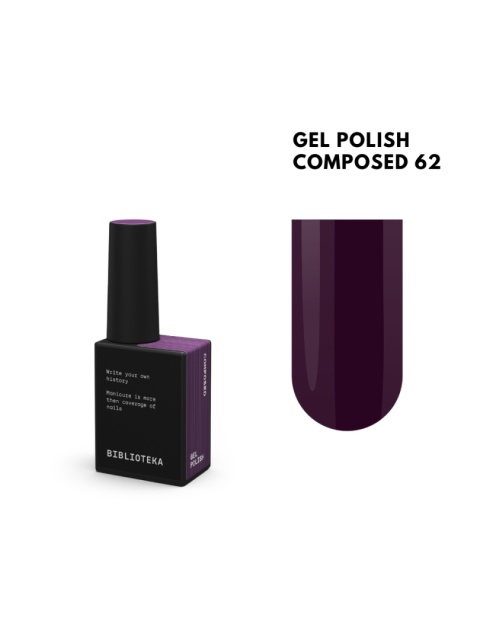 BIBLIOTEKA Gel polish 62 Composed, 10 ml - lakier hybrydowy (intensywny, ciemny fiolet)