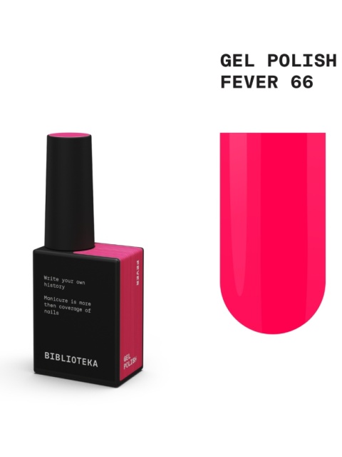 BIBLIOTEKA Gel Polish 66 Fever, 10 ml - lakier hybrydowy (neonowy czerwono-różowy)