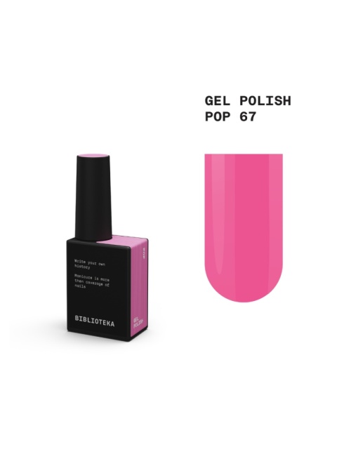 BIBLIOTEKA Gel polish 67 Pop, 10 ml - lakier hybrydowy (jaskraworóżowy)