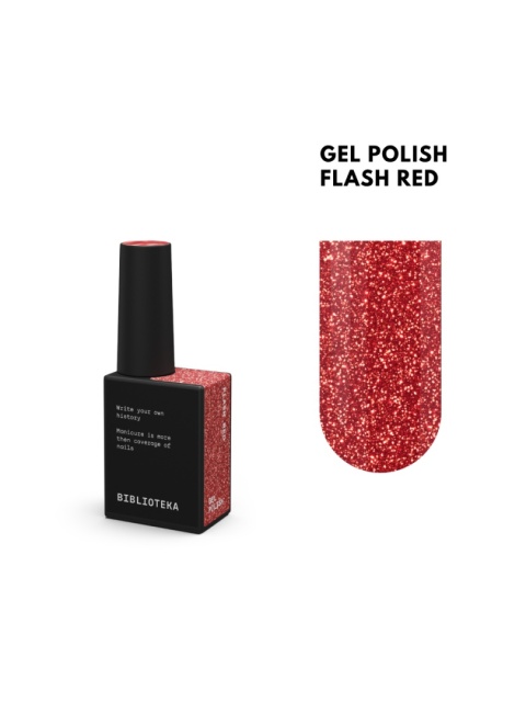 BIBLIOTEKA Gel Polish Flash Red, 10 ml - lakier hybrydowy (czerwień z efektem odblaskowym)