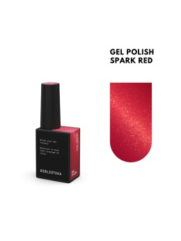 BIBLIOTEKA Gel Polish Spark Red, 10 ml - lakier hybrydowy (czerwień z drobnymi złotymi drobinkami)