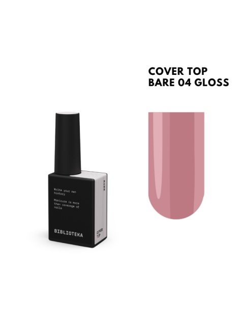 BIBLIOTEKA Gloss Cover Top BARE 04 - mlecznoróżowy top hybrydowy bez warstwy dyspersyjnej, 10 ml