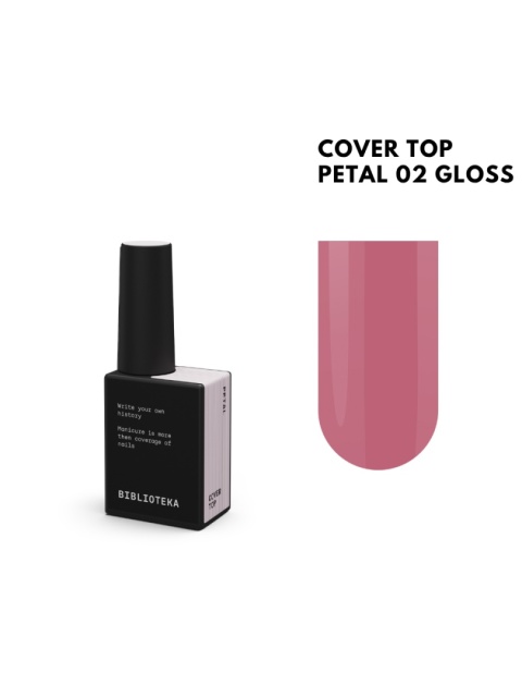 BIBLIOTEKA Gloss Cover Top PETAL 02 - jasnoróżowy top hybrydowy bez warstwy dyspersyjnej, 10 ml