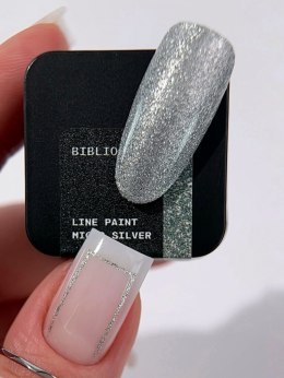 BIBLIOTEKA Line Paint Micro Silver Wipe - srebrna farbka do zdobień z drobinkami, 5 ml
