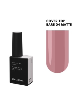 BIBLIOTEKA Matte Cover Top BARE 04 - matowy mlecznoróżowy top hybrydowy bez warstwy dyspersyjnej, 10 ml
