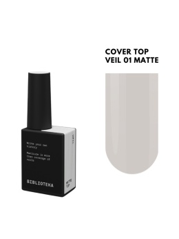 BIBLIOTEKA Matte Cover Top VEIL 01 - matowy mleczny top hybrydowy bez warstwy dyspersyjnej, 10 ml