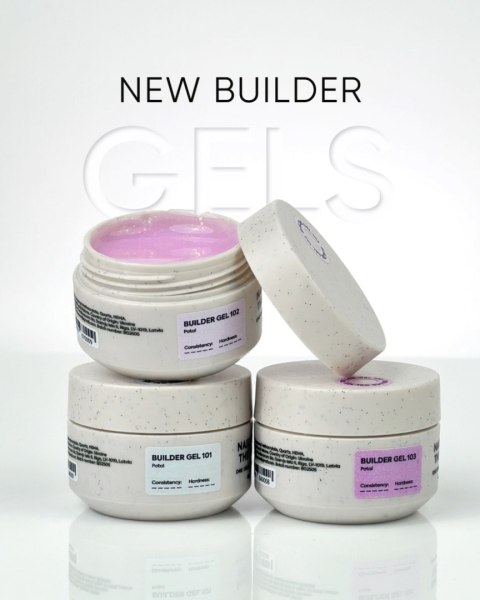 NAILSOFTHEDAY Builder gel 100 - niebieski żel budujący z kwiatami, 15 ml