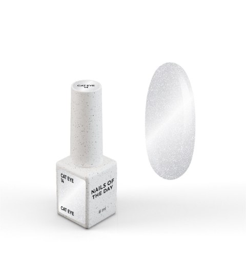 NAILSOFTHEDAY Cat Eye Gel polish 14 - półtransparentny srebrny lakier hybrydowy z wyrazistym efektem "kocie oko", 6 ml