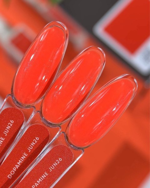 NAILSOFTHEDAY Color of the Month June 2026 Dopamine - pomarańczowy lakier hybrydowy z delikatną drobinką, 10 ml