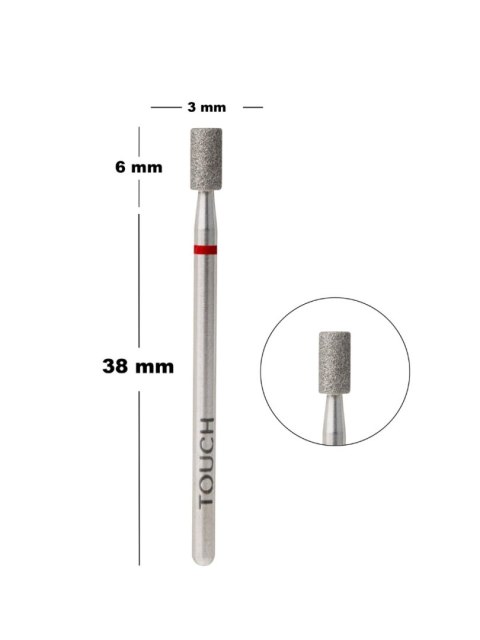 TOUCH Frez diamentowy walec czerwony 3 mm